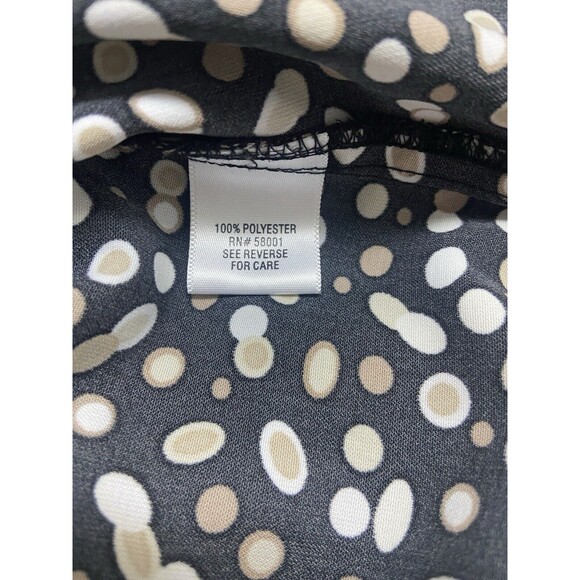 Croft & Barrow Tank Blouse set Womens Large Black Tan White Dot Semi Sheer - Picture 7 of 8